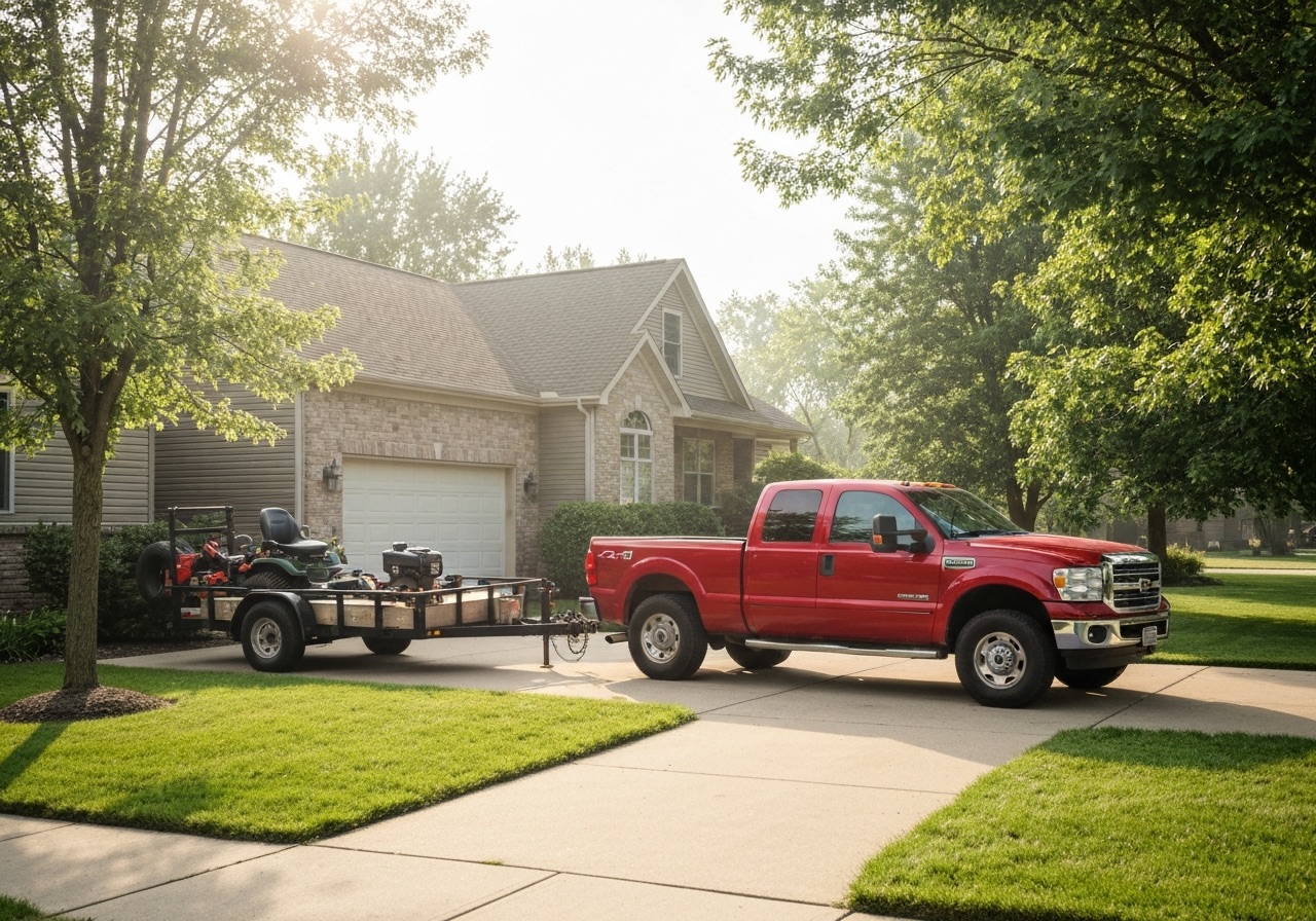 E & L Lawn Care Services equipment ready for a day of work in the Kalamazoo area